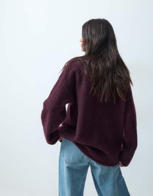 ASOS DESIGN - Maglione morbido e soffice bordeaux, 4 di 4