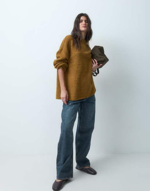 ASOS DESIGN maglione morbido relaxed con lana marrone, 2 di 4