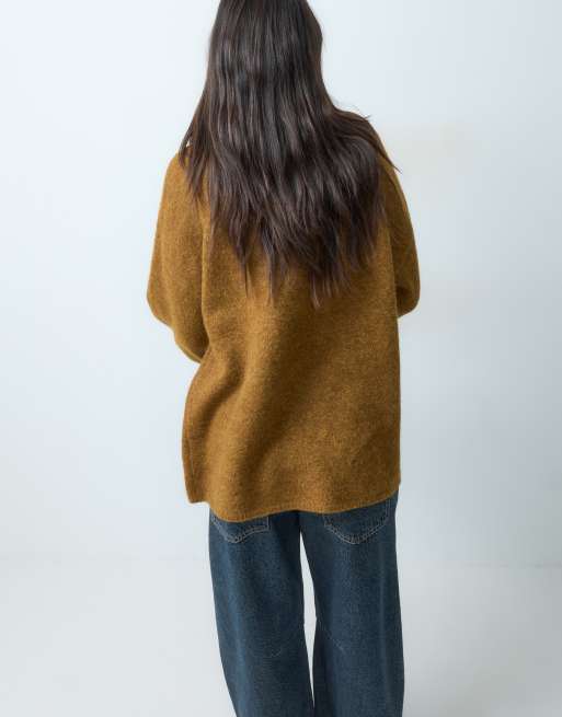 ASOS DESIGN maglione morbido relaxed con lana marrone, 4 di 4