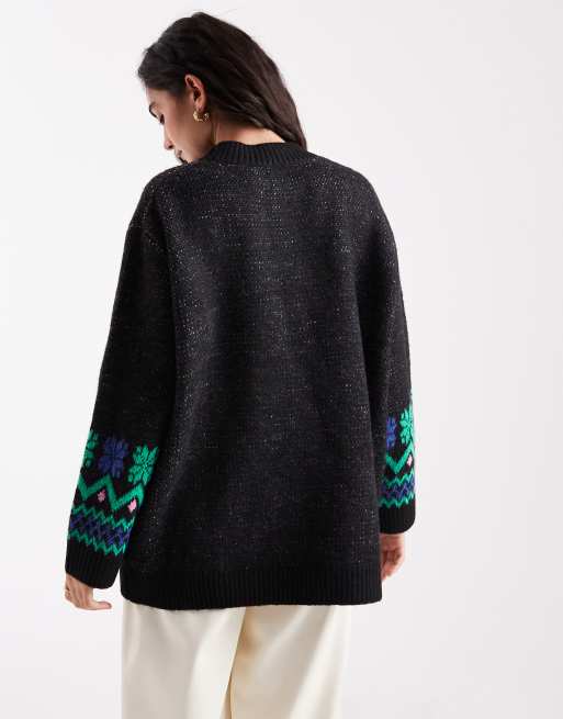 ASOS DESIGN - Maglione nero con stampa Santa Claws, 2 di 4