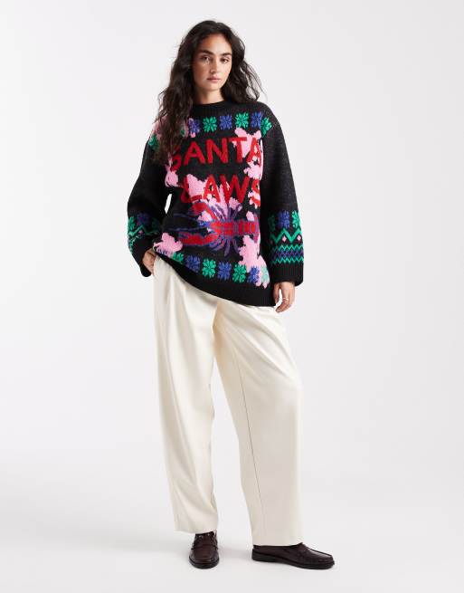 ASOS DESIGN - Maglione nero con stampa Santa Claws, 3 di 4