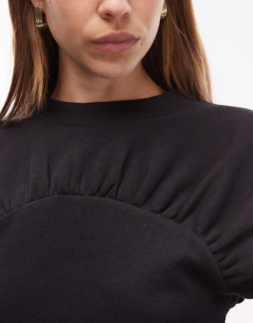 ASOS DESIGN - Maglione nero con vita stile corsetto e maniche a palloncino, 3 di 4
