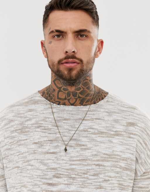 ASOS DESIGN - Maglione operato oversize in filato fiammato écru, 3 di 4