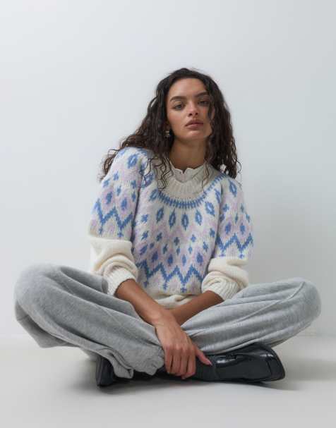 ASOS DESIGN maglione oversize a maglia grossa Fair Isle color crema - view 1