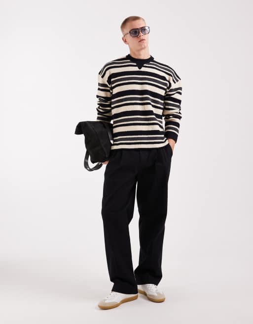 ASOS DESIGN - Maglione oversize a righe blu navy e bianco, 2 di 5