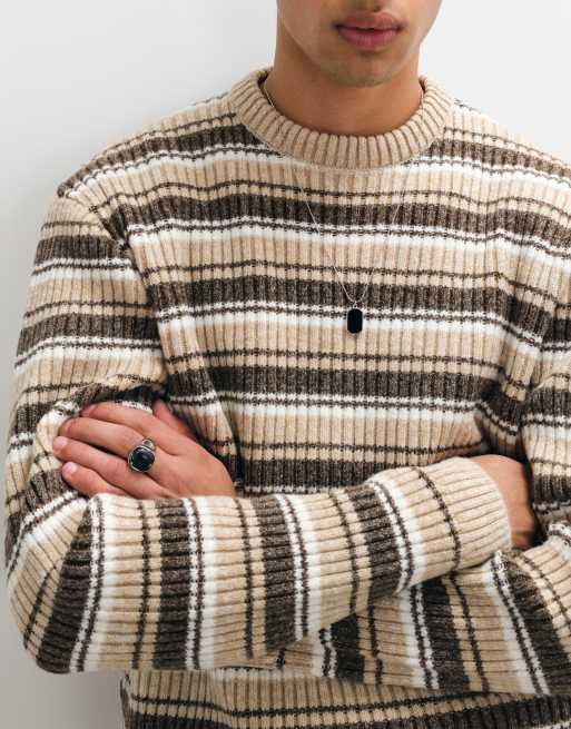 ASOS DESIGN maglione oversize a righe marrone, 5 di 5