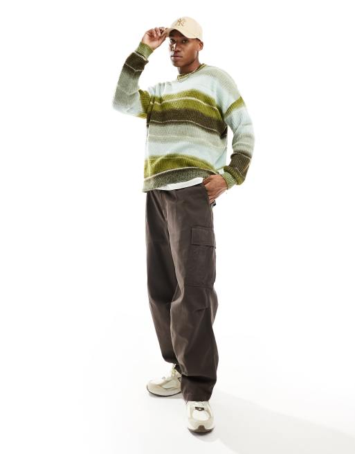 ASOS DESIGN - Maglione oversize a righe sfumate blu e verde, 4 di 7