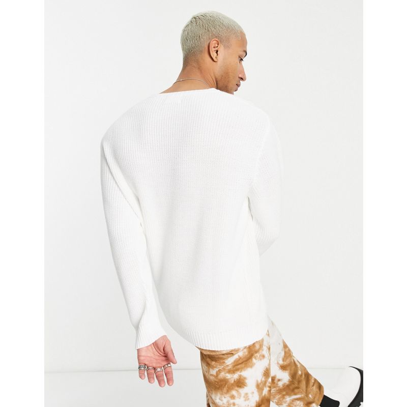 fsI3q Maglie e cardigan DESIGN - Maglione oversize bianco in maglia a coste inglesi