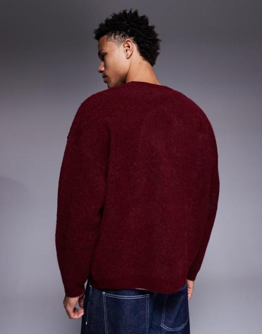 ASOS DESIGN - Maglione oversize bordeaux con grafica, 5 di 5