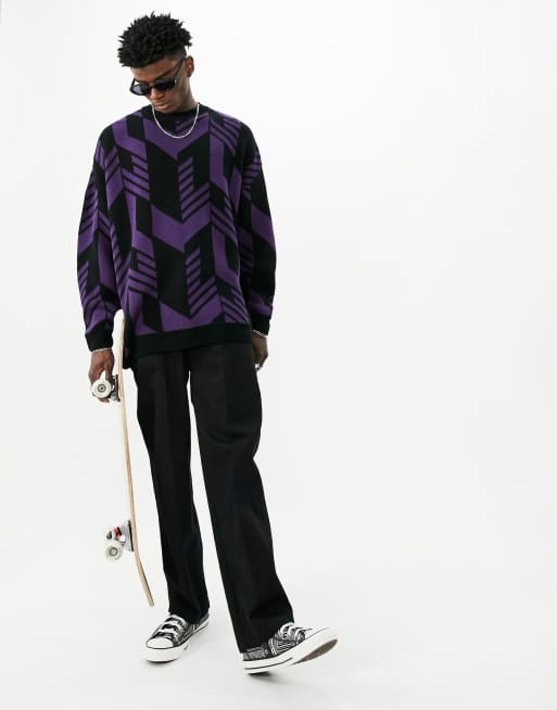 ASOS DESIGN - Maglione oversize con design geometrico