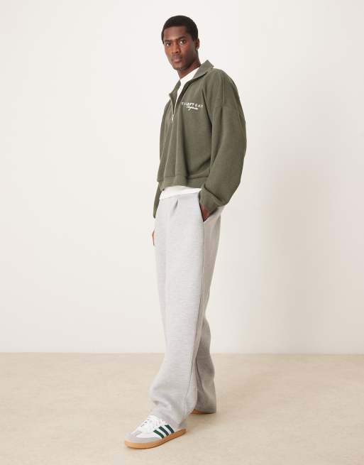 ASOS DESIGN - Maglione oversize corto kaki a coste spazzolato con collo a imbuto e ricamo, 4 di 4