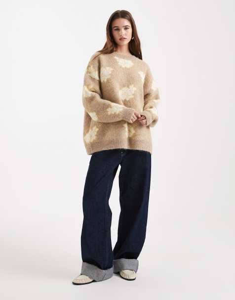 ASOS DESIGN - Maglione oversize giallo con motivo a fiori - view 1