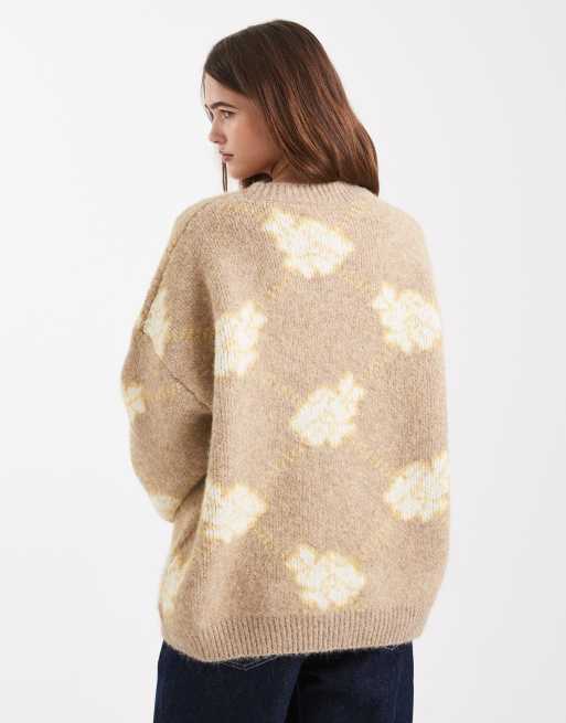 ASOS DESIGN - Maglione oversize giallo con motivo a fiori, 4 di 4
