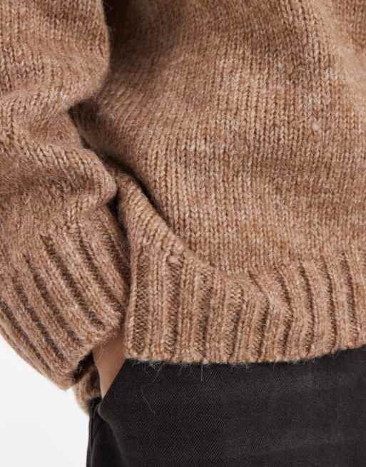 ASOS DESIGN - Maglione oversize girocollo beige scuro con fondo arrotondato, 4 di 4