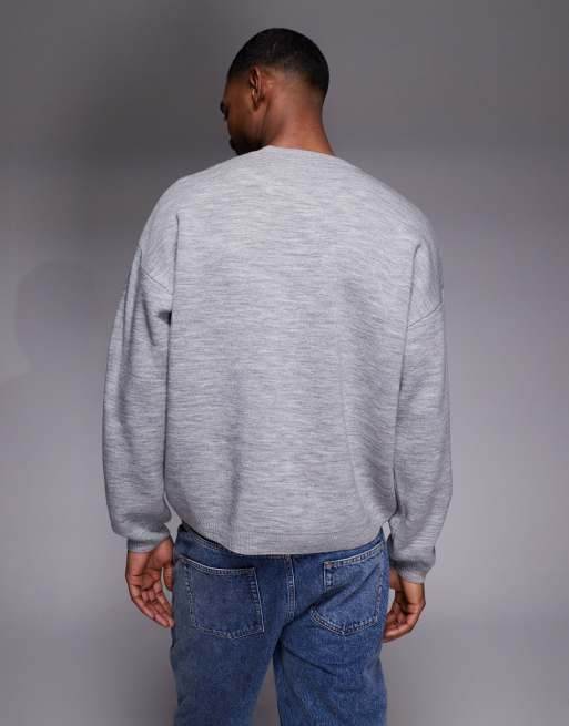 ASOS DESIGN - Maglione oversize grigio con grafica Achieves, 3 di 5