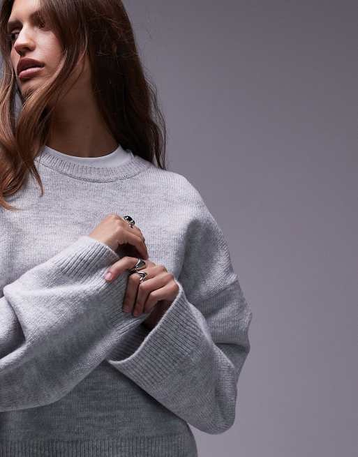 ASOS DESIGN - Maglione oversize grigio con maniche ampie, 3 di 4