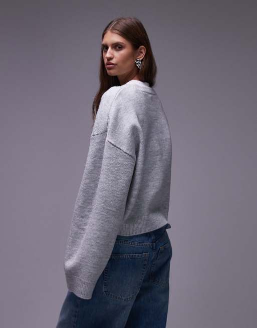 ASOS DESIGN - Maglione oversize grigio con maniche ampie, 4 di 4
