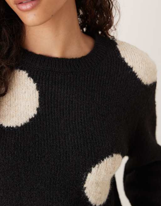 ASOS DESIGN - Maglione oversize in maglia effetto lana a pois, 3 di 4
