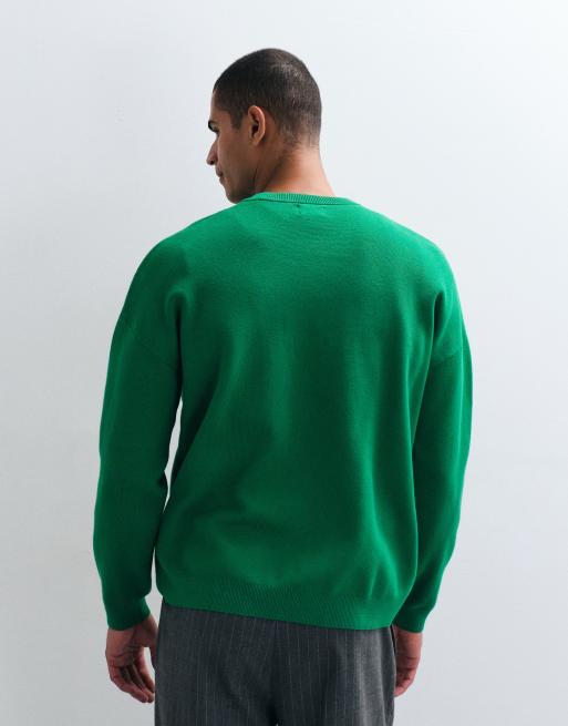 ASOS DESIGN maglione oversize lavorato a maglia compatta verde, 3 di 5