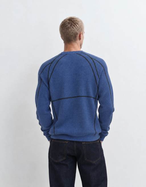 ASOS DESIGN maglione oversize lavorato a maglia con pannelli blu, 9 di 9