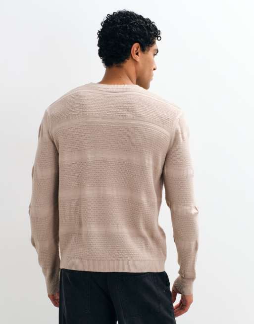 ASOS DESIGN maglione oversize lavorato a maglia con scollo a V beige, 4 di 5