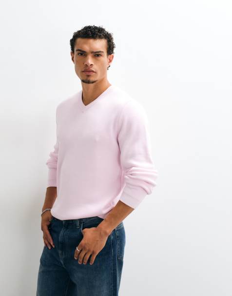 ASOS DESIGN maglione oversize lavorato a maglia con scollo a V rosa pallido - view 1