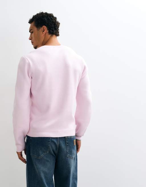 ASOS DESIGN maglione oversize lavorato a maglia con scollo a V rosa pallido, 5 di 5