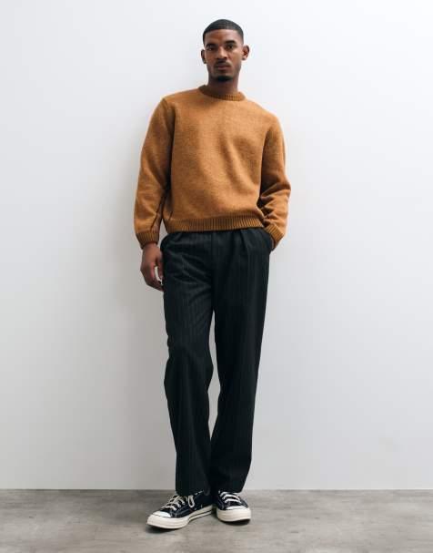 ASOS DESIGN maglione oversize lavorato a maglia girocollo color khaki con cuciture a vista - view 1