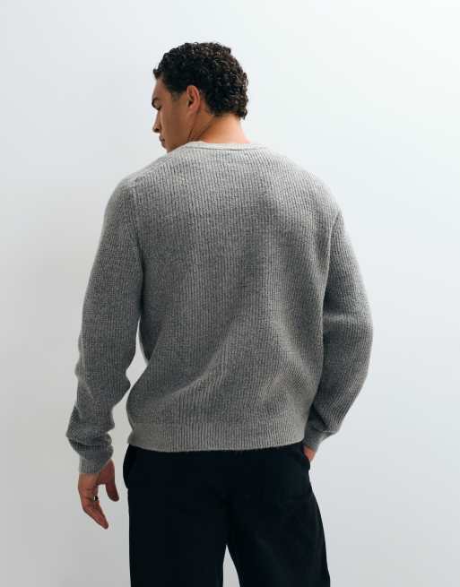 ASOS DESIGN maglione oversize lavorato a maglia girocollo grigio, 5 di 5