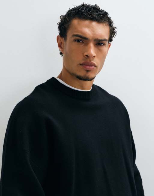 ASOS DESIGN maglione oversize lavorato a maglia nero, 5 di 5