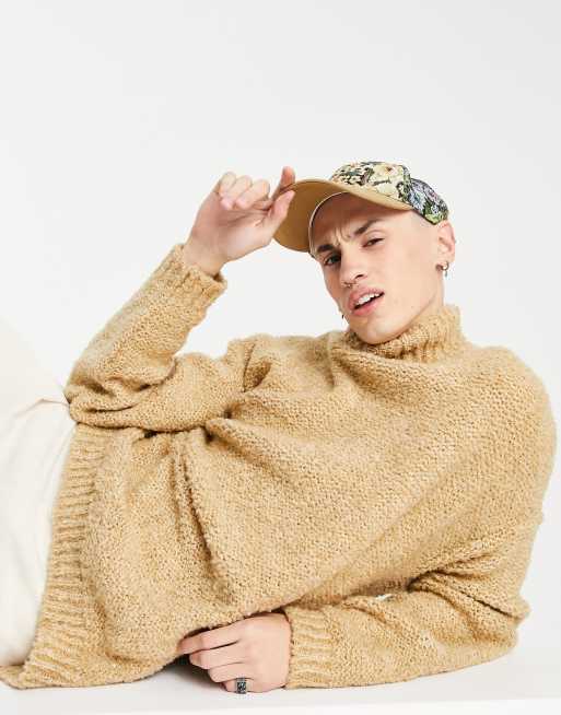 ASOS DESIGN - Maglione oversize lavorato in bouclé beige