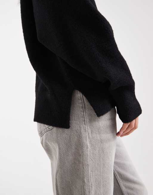 ASOS DESIGN - Maglione oversize morbidissimo nero con scollo a V, 3 di 4