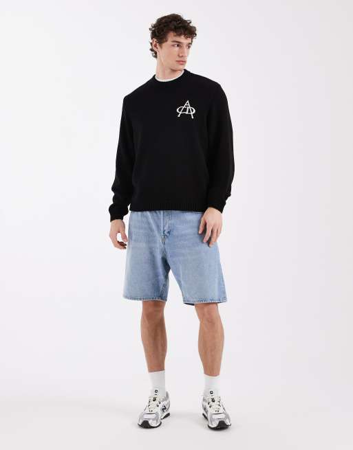 ASOS DESIGN - Maglione oversize nero con ricamo, 4 di 5