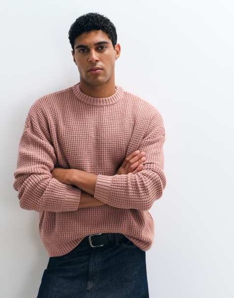 ASOS DESIGN - Maglione oversize rosa in maglia a nido d'ape spessa - view 1