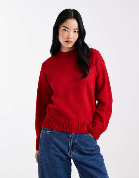 ASOS DESIGN - Maglione oversize rosso con cuciture a vista - view 1
