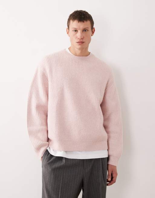 ASOS DESIGN - Maglione oversize soffice color rosa pallido a coste