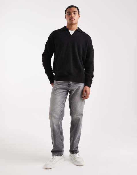 ASOS DESIGN - Maglione oversize spazzolato nero con intaglio sullo scollo - view 1