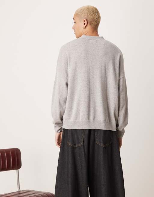 ASOS DESIGN - Maglione oversize squadrato 100% cashmere premium grigio chiaro mélange, 4 di 4