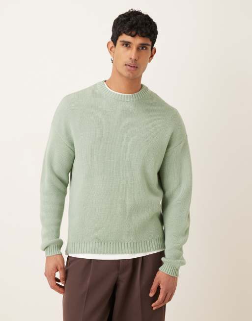 ASOS DESIGN - Maglione oversize verde salvia con stampa Stillness sul retro, 3 di 5