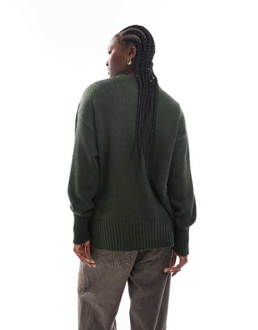 ASOS DESIGN - Maglione pesante verde scuro, 4 di 4