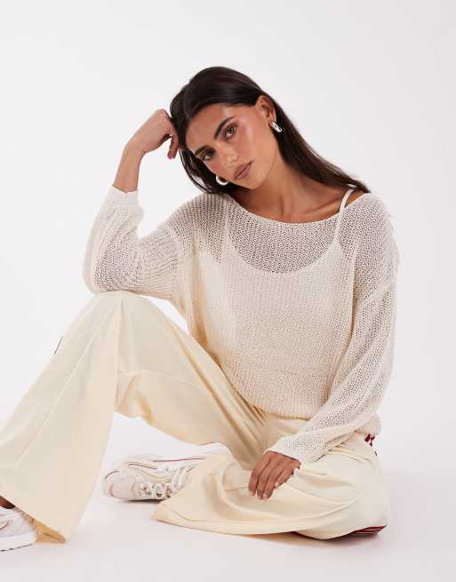 ASOS DESIGN maglione relaxed fit traforato color ecru