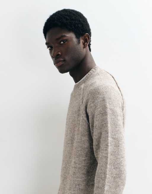 ASOS DESIGN maglione relaxed lavorato a maglia girocollo beige, 4 di 5