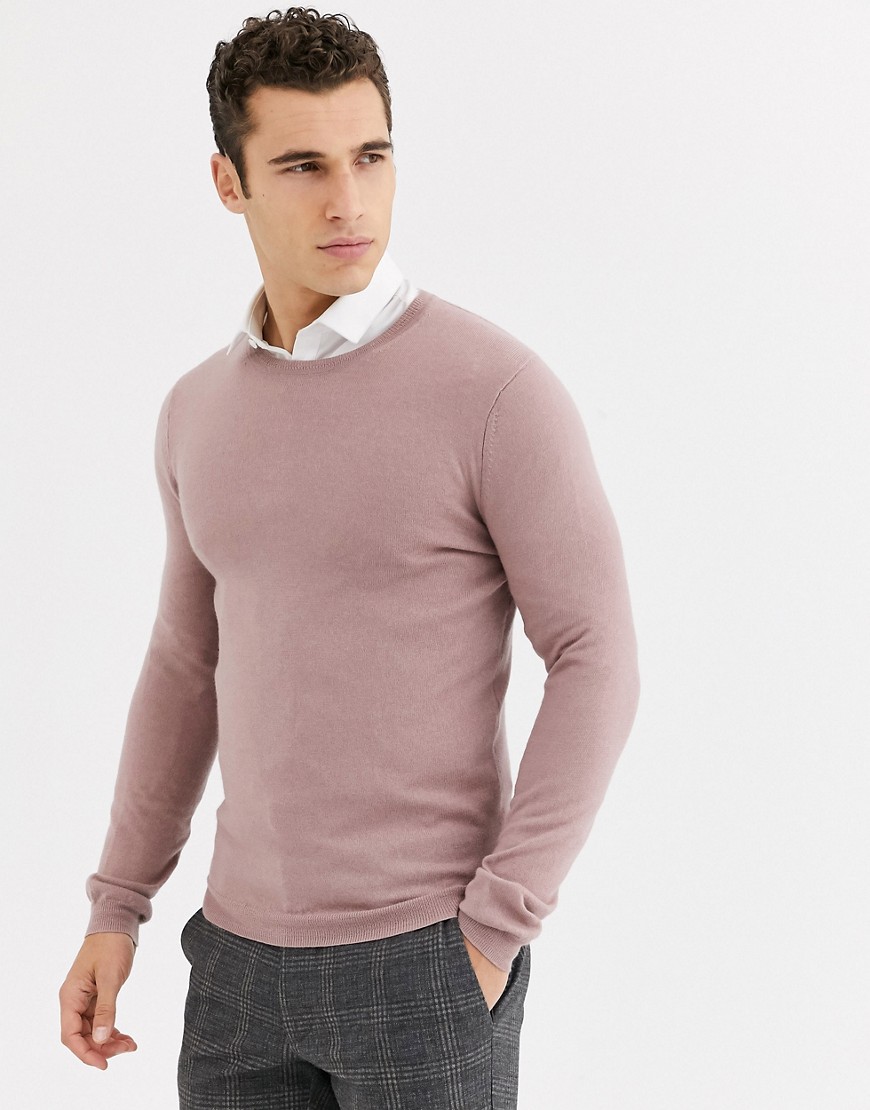 ASOS DESIGN - Maglione rosa attillato in lana merino