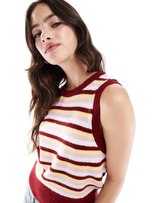 ASOS DESIGN - Maglione senza maniche a righe multicolore