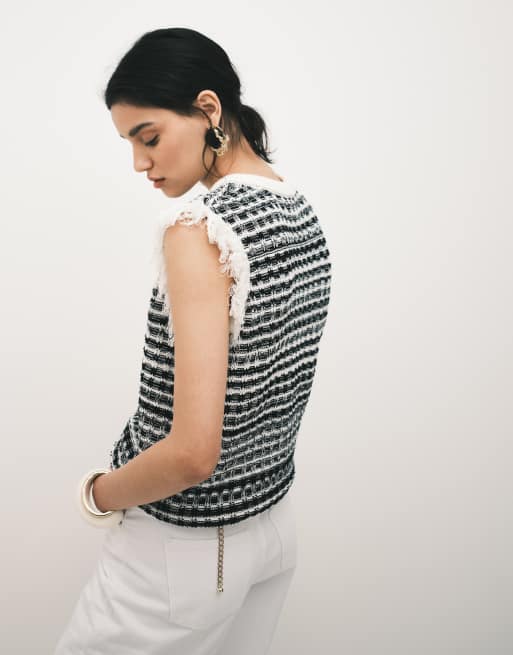 ASOS DESIGN - Maglione senza maniche in tweed monocromatico, 3 di 4