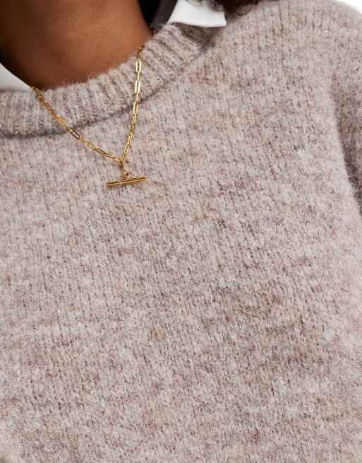 ASOS DESIGN - Maglione soffice in misto lana color talpa con maniche ampie, 2 di 4
