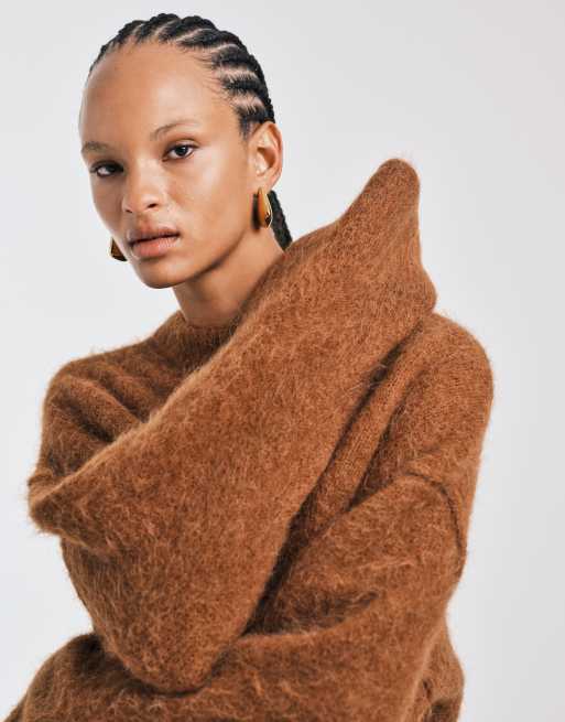 ASOS DESIGN - Maglione spesso in lana d'alpaca premium color toffee, 3 di 4