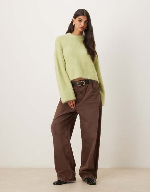 ASOS DESIGN - Maglione spesso in lana d'alpaca premium verde chiaro, 3 di 4
