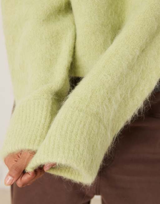 ASOS DESIGN - Maglione spesso in lana d'alpaca premium verde chiaro, 4 di 4