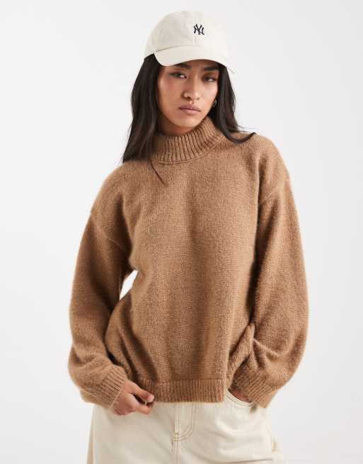 ASOS DESIGN - Maglione squadrato accollato color moka soffice, 2 di 4